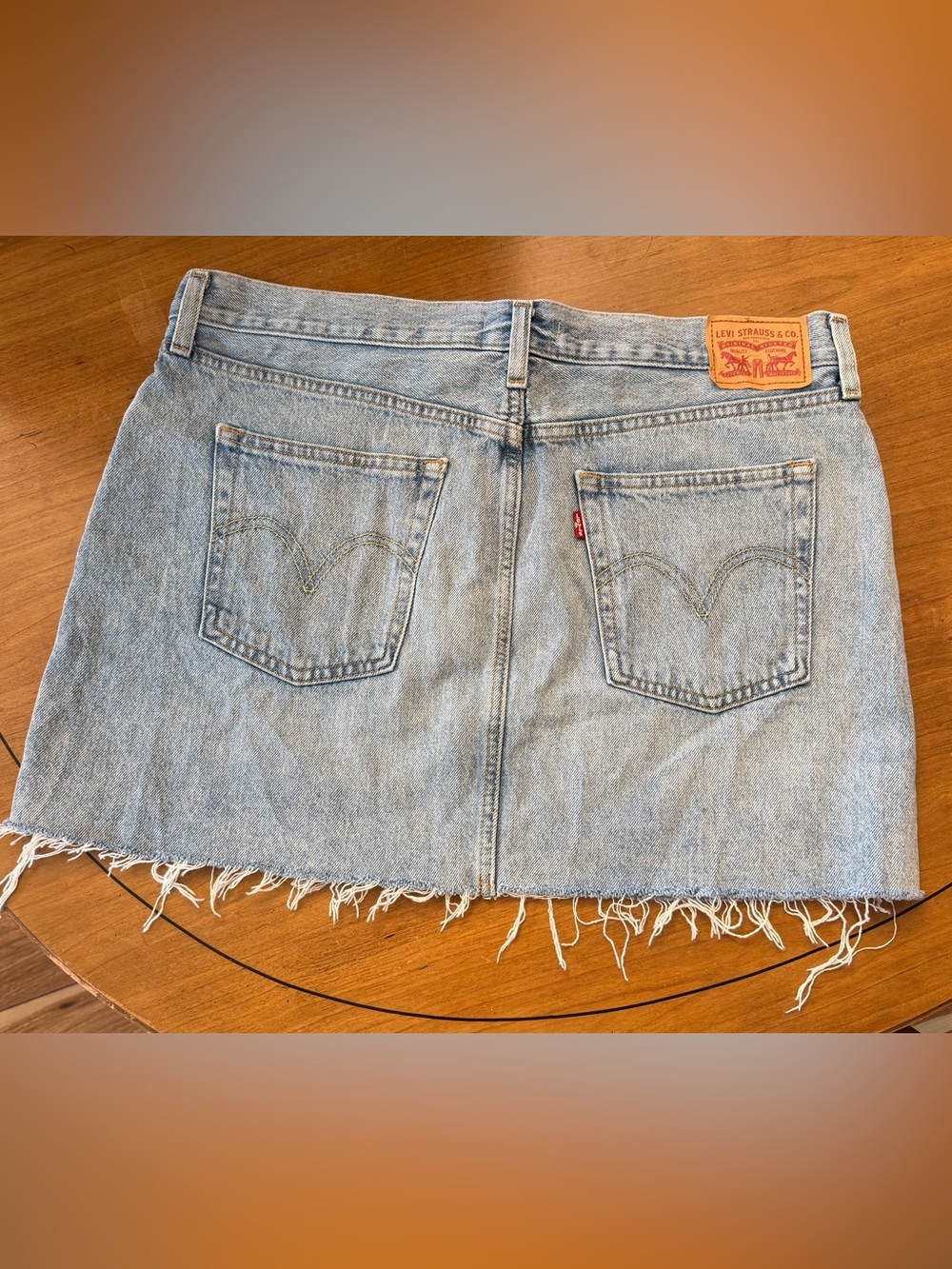 Levi’s Denim Distressed Mini Skirt Light Wash | Coastal Cowgirl Western Fray |32 - Picture 5 of 9